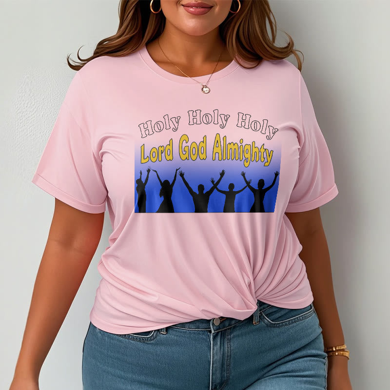 Christianartworkshop Funny Style  Holy Holy Holy is the Lord God almighty Short Sleeve Washed T-shirt