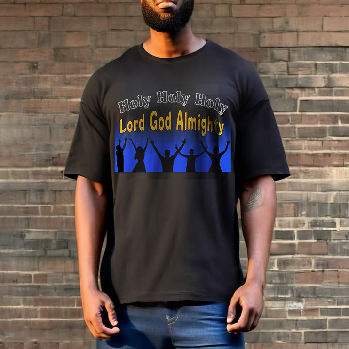 Christianartworkshop Funny Style  Holy Holy Holy is the Lord God almighty Short Sleeve Washed T-shirt