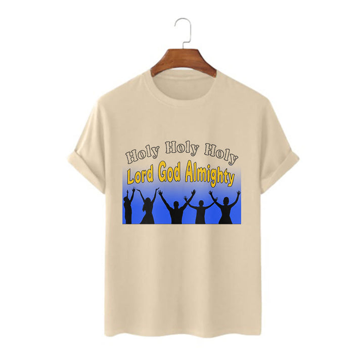 Christianartworkshop Funny Style  Holy Holy Holy is the Lord God almighty Short Sleeve Washed T-shirt