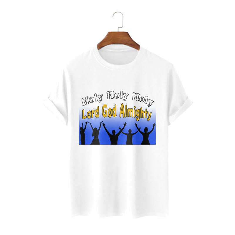 Christianartworkshop Funny Style  Holy Holy Holy is the Lord God almighty Short Sleeve Washed T-shirt