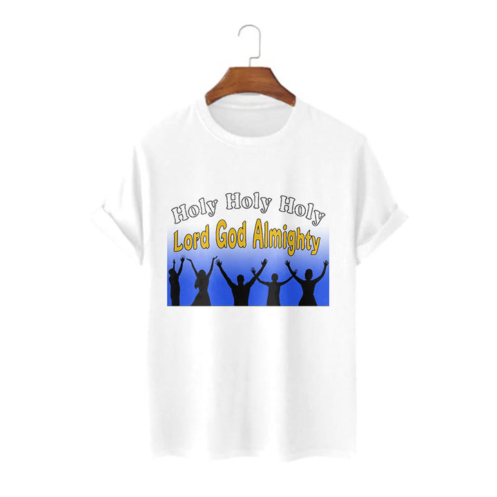 Christianartworkshop Funny Style  Holy Holy Holy is the Lord God almighty Short Sleeve Washed T-shirt