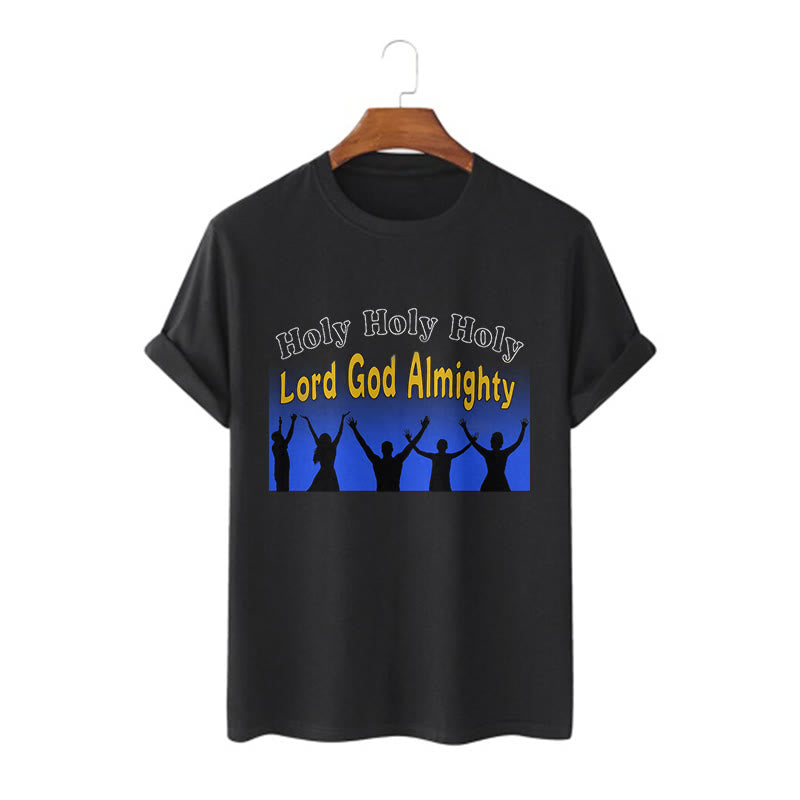 Christianartworkshop Funny Style  Holy Holy Holy is the Lord God almighty Short Sleeve Washed T-shirt