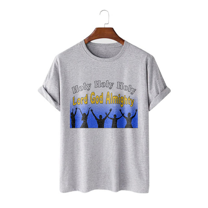 Christianartworkshop Funny Style  Holy Holy Holy is the Lord God almighty Short Sleeve Washed T-shirt