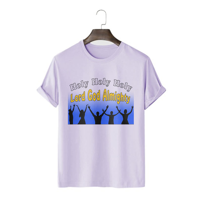 Christianartworkshop Funny Style  Holy Holy Holy is the Lord God almighty Short Sleeve Washed T-shirt