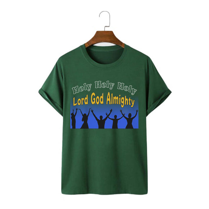 Christianartworkshop Funny Style  Holy Holy Holy is the Lord God almighty Short Sleeve Washed T-shirt