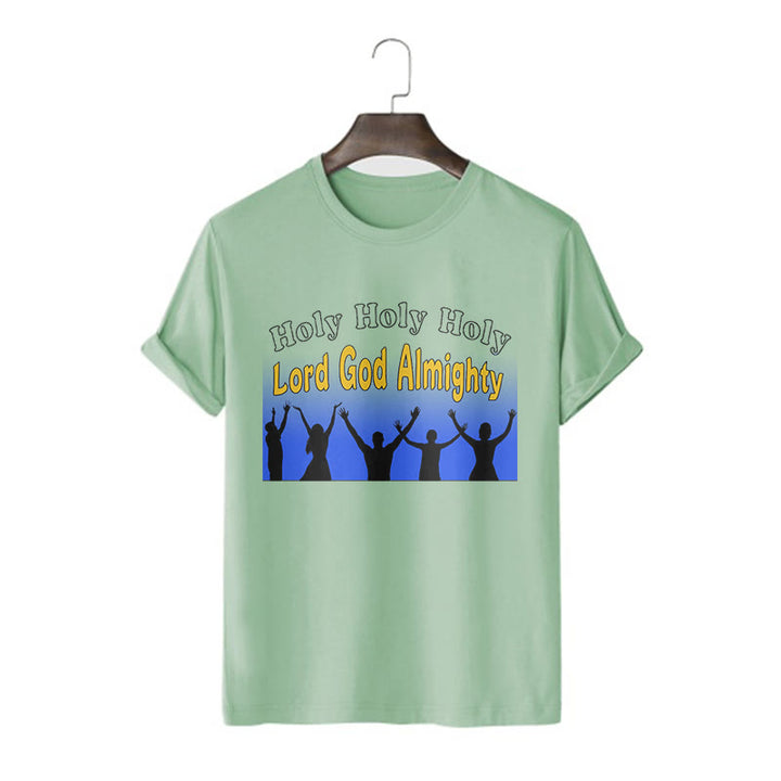 Christianartworkshop Funny Style  Holy Holy Holy is the Lord God almighty Short Sleeve Washed T-shirt