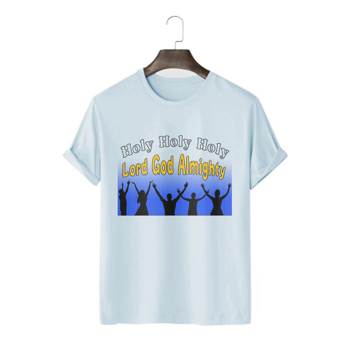 Christianartworkshop Funny Style  Holy Holy Holy is the Lord God almighty Short Sleeve Washed T-shirt