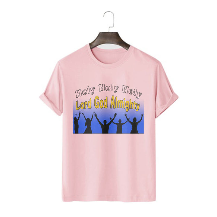 Christianartworkshop Funny Style  Holy Holy Holy is the Lord God almighty Short Sleeve Washed T-shirt