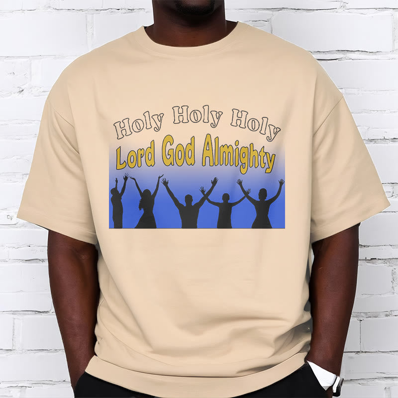 Christianartworkshop Funny Style  Holy Holy Holy is the Lord God almighty Short Sleeve Washed T-shirt