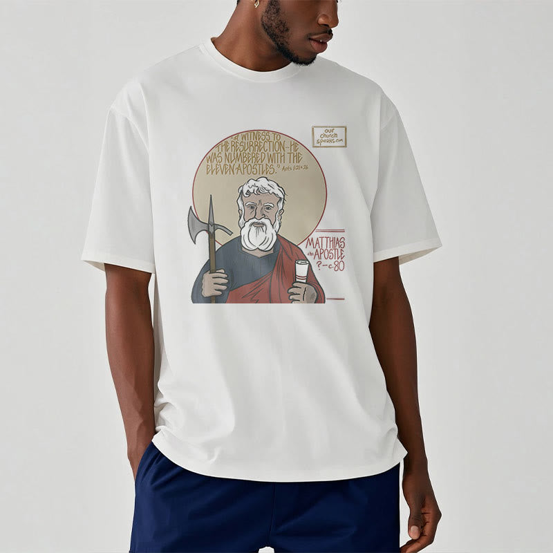 Christianartworkshop Classic Style Matthias the Apostle Short Sleeve Washed T-shirt