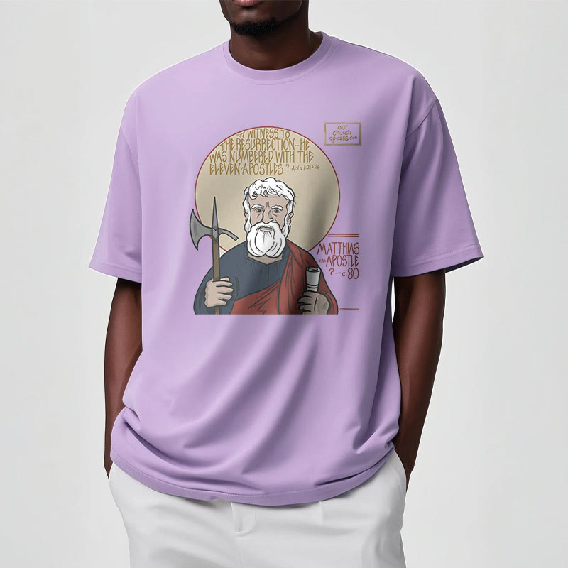 Christianartworkshop Classic Style Matthias the Apostle Short Sleeve Washed T-shirt