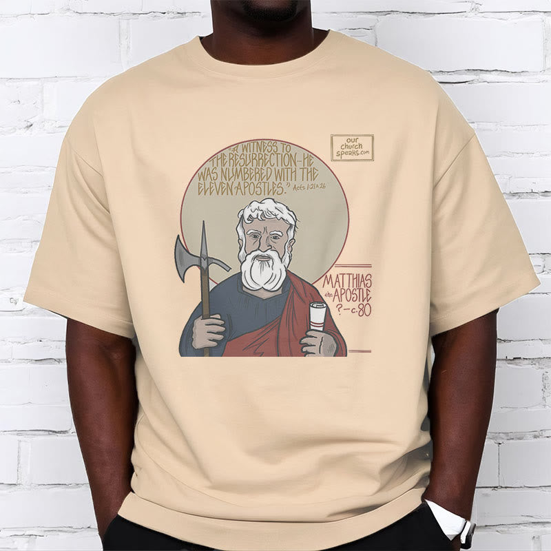 Christianartworkshop Classic Style Matthias the Apostle Short Sleeve Washed T-shirt