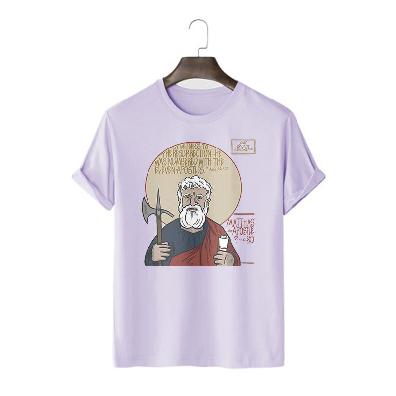 Christianartworkshop Classic Style Matthias the Apostle Short Sleeve Washed T-shirt