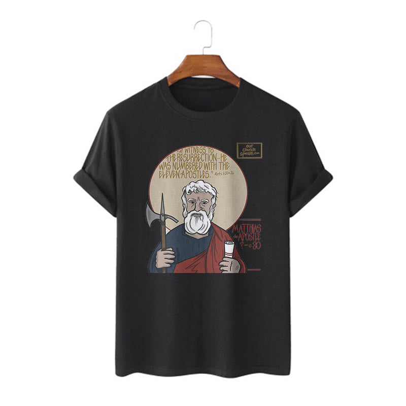 Christianartworkshop Classic Style Matthias the Apostle Short Sleeve Washed T-shirt