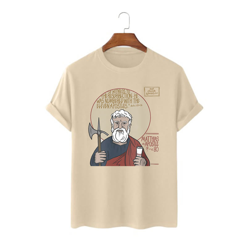 Christianartworkshop Classic Style Matthias the Apostle Short Sleeve Washed T-shirt