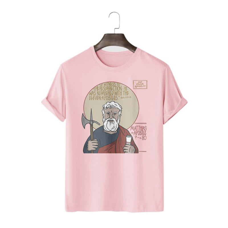 Christianartworkshop Classic Style Matthias the Apostle Short Sleeve Washed T-shirt