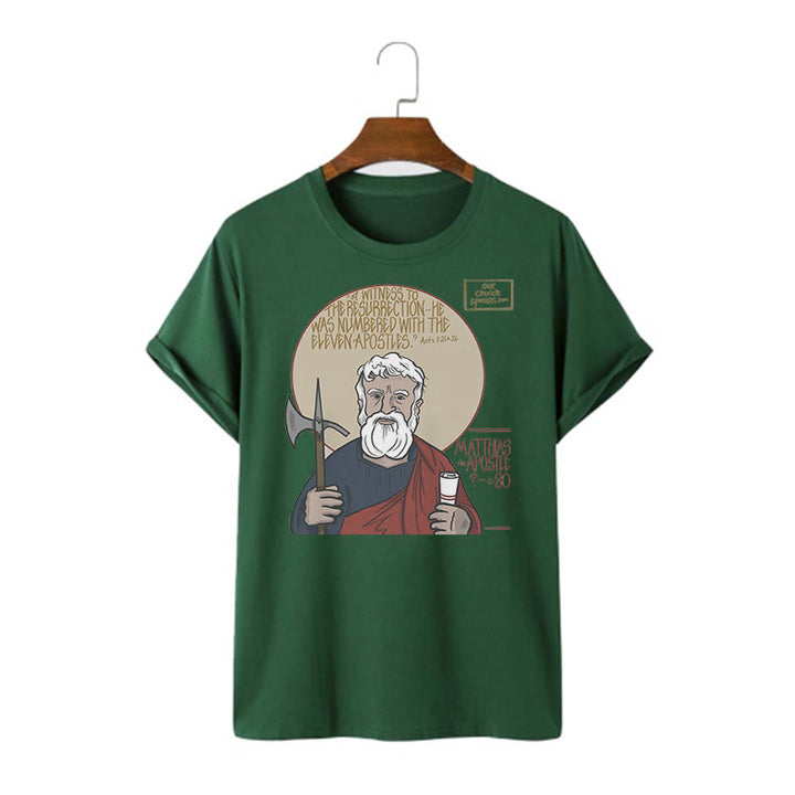 Christianartworkshop Classic Style Matthias the Apostle Short Sleeve Washed T-shirt