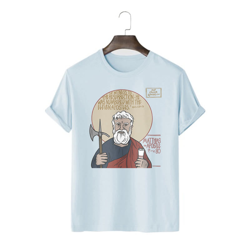 Christianartworkshop Classic Style Matthias the Apostle Short Sleeve Washed T-shirt