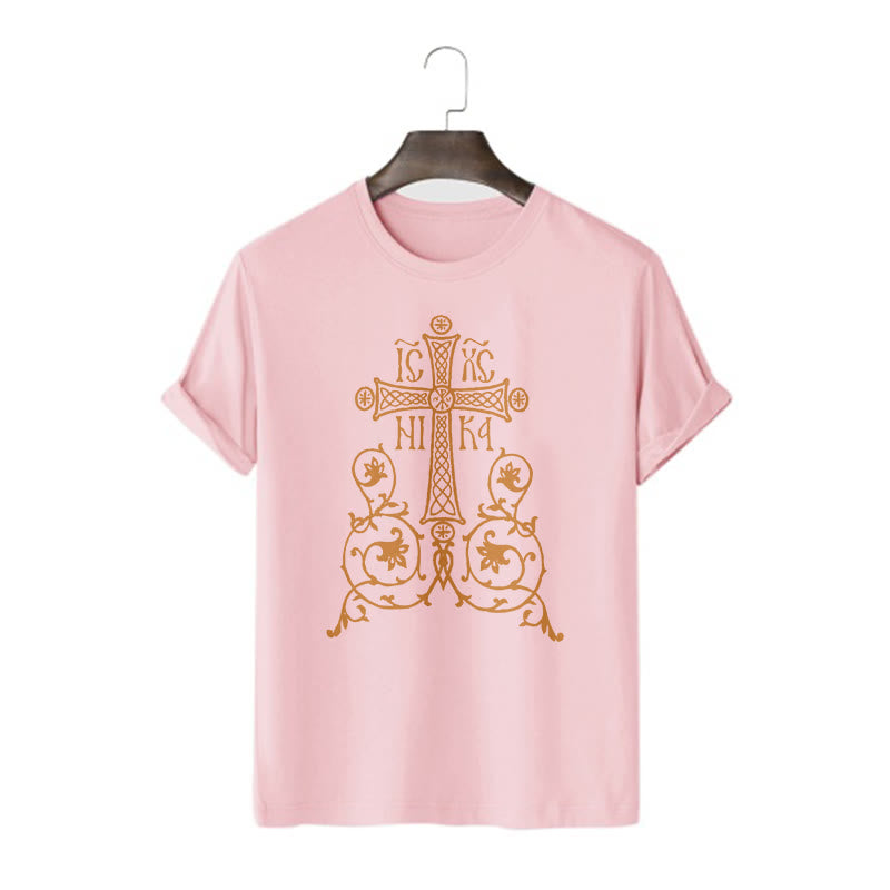 Christianartworkshop Classic Style Orthodox Cross Short Sleeve Washed T-shirt