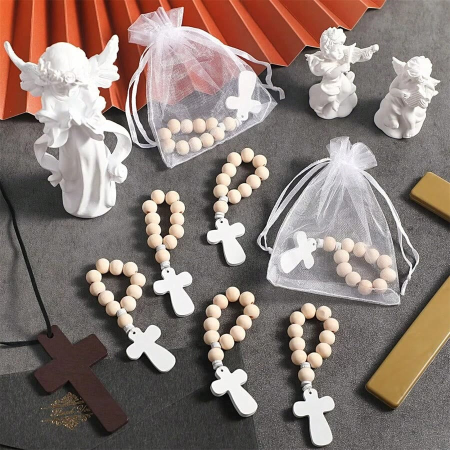 Christian Art Multi-purpose Wooden Finger Pocket Rosary for Baptism Pray Festival Decor