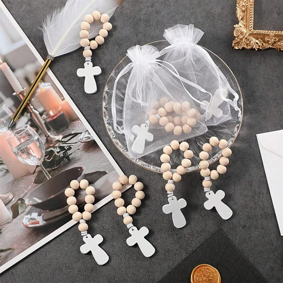 Christianartworkshop Multi-purpose Wooden Finger Pocket Rosary for Baptism Pray Festival Decor