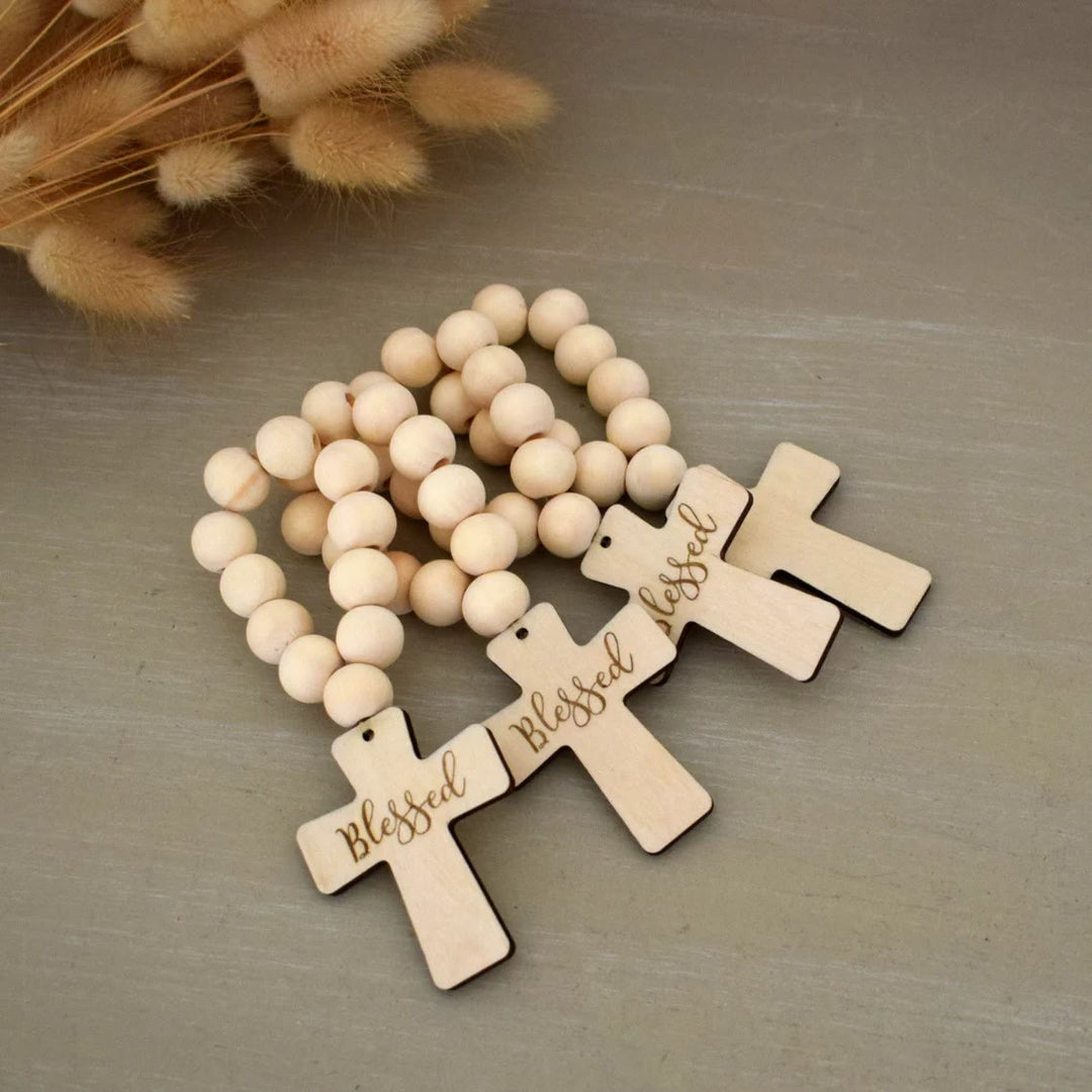 Christian Art Multi-purpose Wooden Finger Pocket Rosary for Baptism Pray Festival Decor