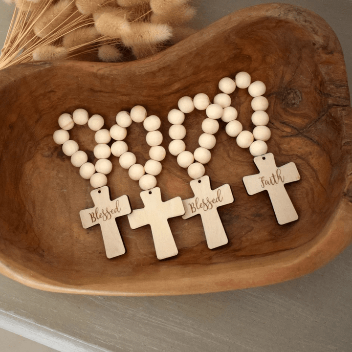 Christian Art Multi-purpose Wooden Finger Pocket Rosary for Baptism Pray Festival Decor