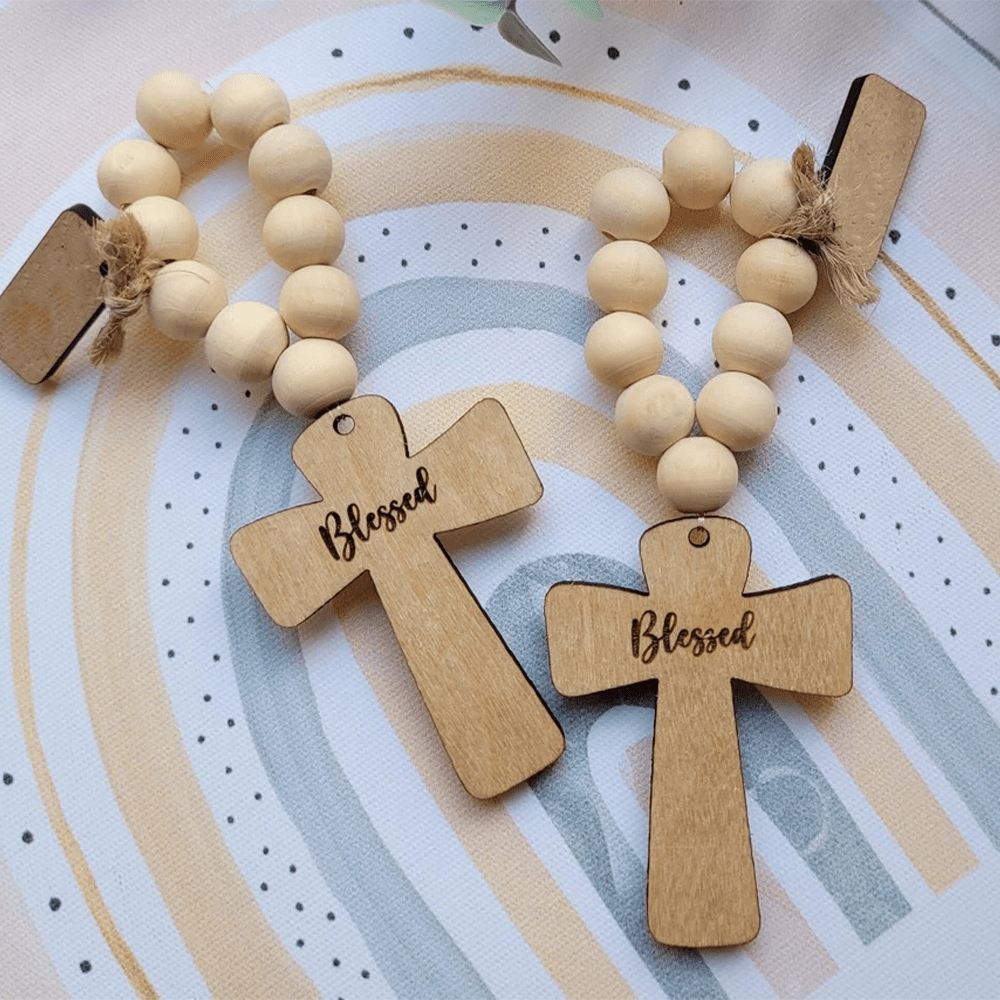 Christianartworkshop Multi-purpose Wooden Finger Pocket Rosary for Baptism Pray Festival Decor