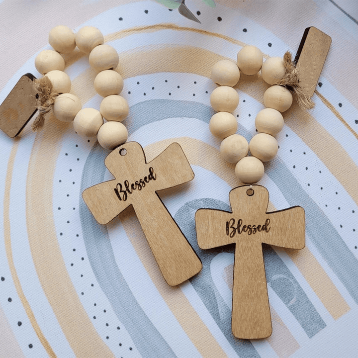 Christian Art Multi-purpose Wooden Finger Pocket Rosary for Baptism Pray Festival Decor