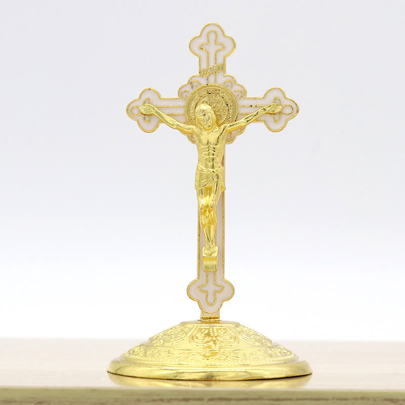 Christianartworkshop Classic Style Zinc Alloy Crucifix Stereoscopic Desktop Ornaments