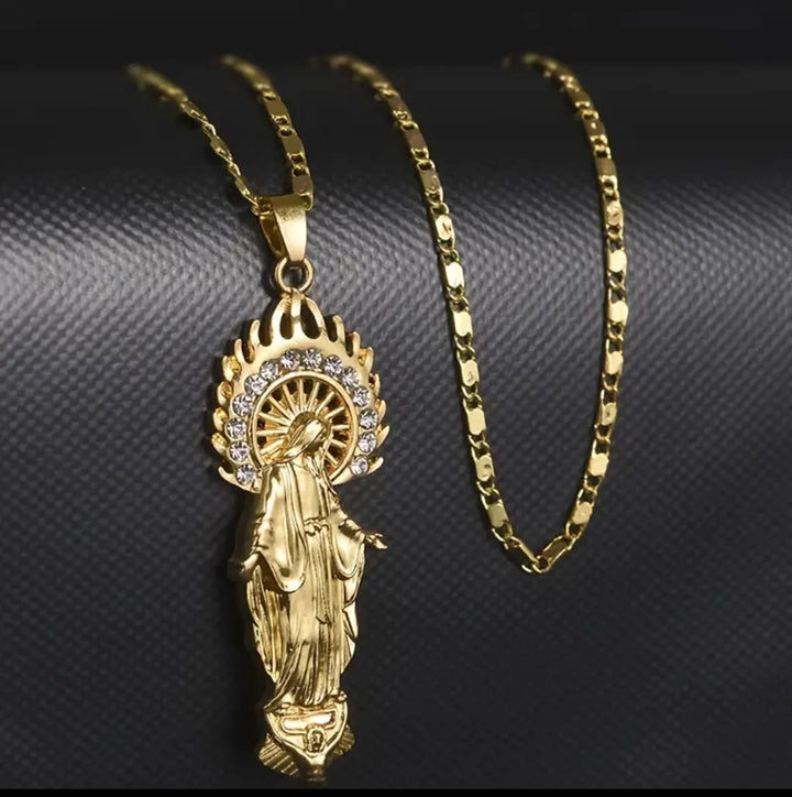 Christianartworkshop Luxury Style Assumption of Virgin Mary Our Lady of Guadalupe Pendant Necklace