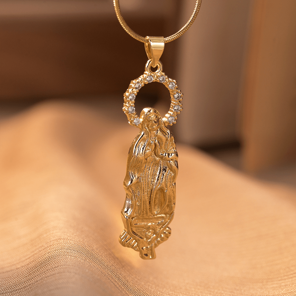 Christianartworkshop Luxury Style Assumption of Virgin Mary Our Lady of Guadalupe Pendant Necklace