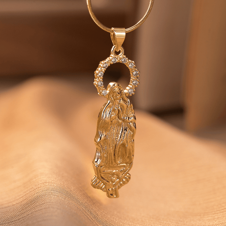 Christian Art Luxury Style Assumption of Virgin Mary Our Lady of Guadalupe Pendant Necklace