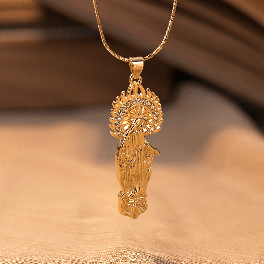 Christian Art Luxury Style Assumption of Virgin Mary Our Lady of Guadalupe Pendant Necklace