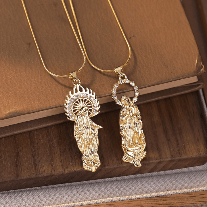 Christian Art Luxury Style Assumption of Virgin Mary Our Lady of Guadalupe Pendant Necklace