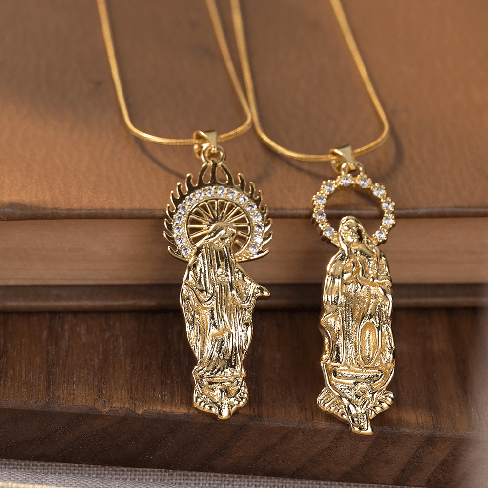 Christian Art Luxury Style Assumption of Virgin Mary Our Lady of Guadalupe Pendant Necklace