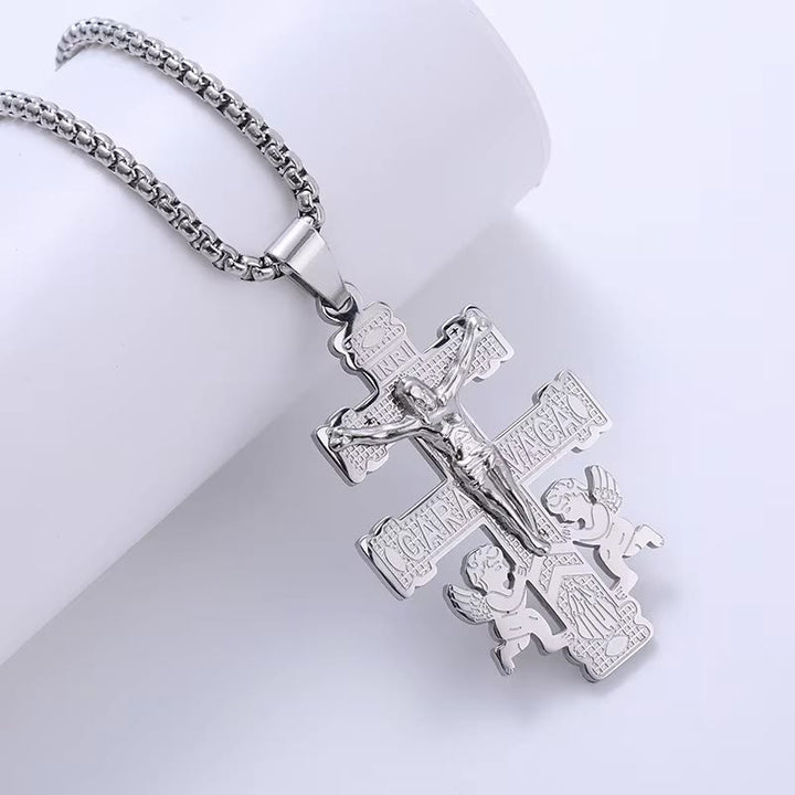 FREE Today: Christian Art Classic Style Retro Crucifix with Angels Pendant Necklace