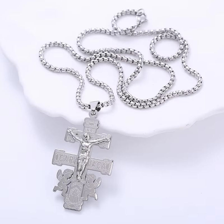 FREE Today: Christian Art Classic Style Retro Crucifix with Angels Pendant Necklace