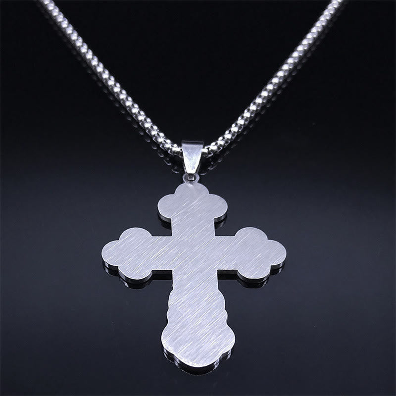 Christian Art Minimalist Style Eastern Church Orthodox Cross Pendant Necklace