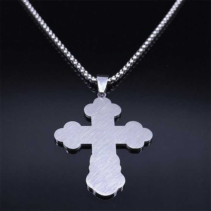 Christian Art Minimalist Style Eastern Church Orthodox Cross Pendant Necklace