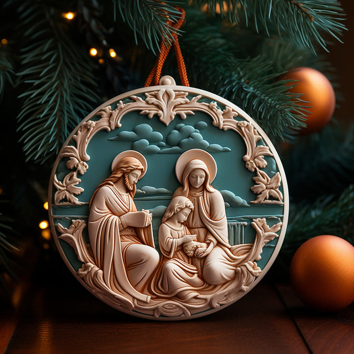 Christianartworkshop Retro Style Nativity Christmas Hanging Ornaments C - Ceramics - image 0