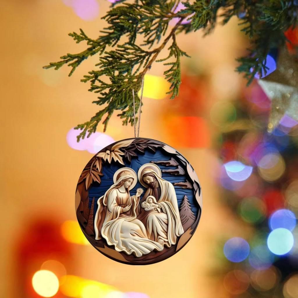 Christianartworkshop Retro Nativity Christmas Hanging Ornaments C - image 2