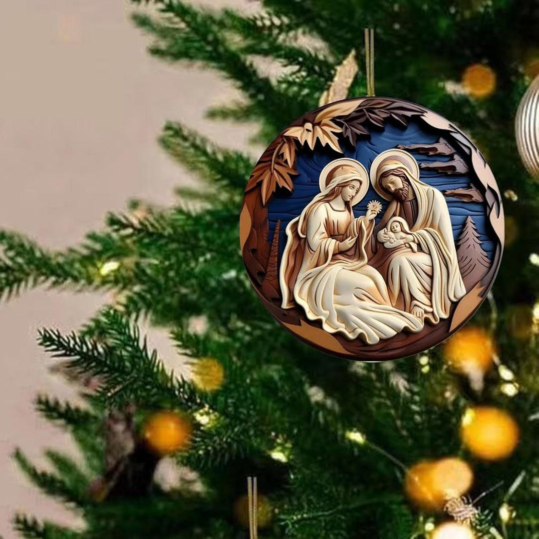 Christianartworkshop Retro Nativity Christmas Hanging Ornaments C - image 1