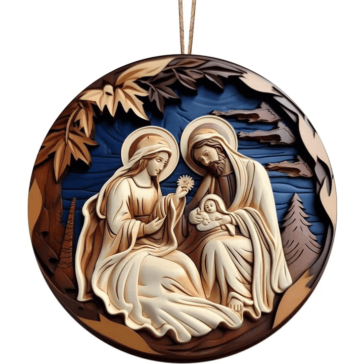 Christianartworkshop Retro Nativity Christmas Hanging Ornaments C