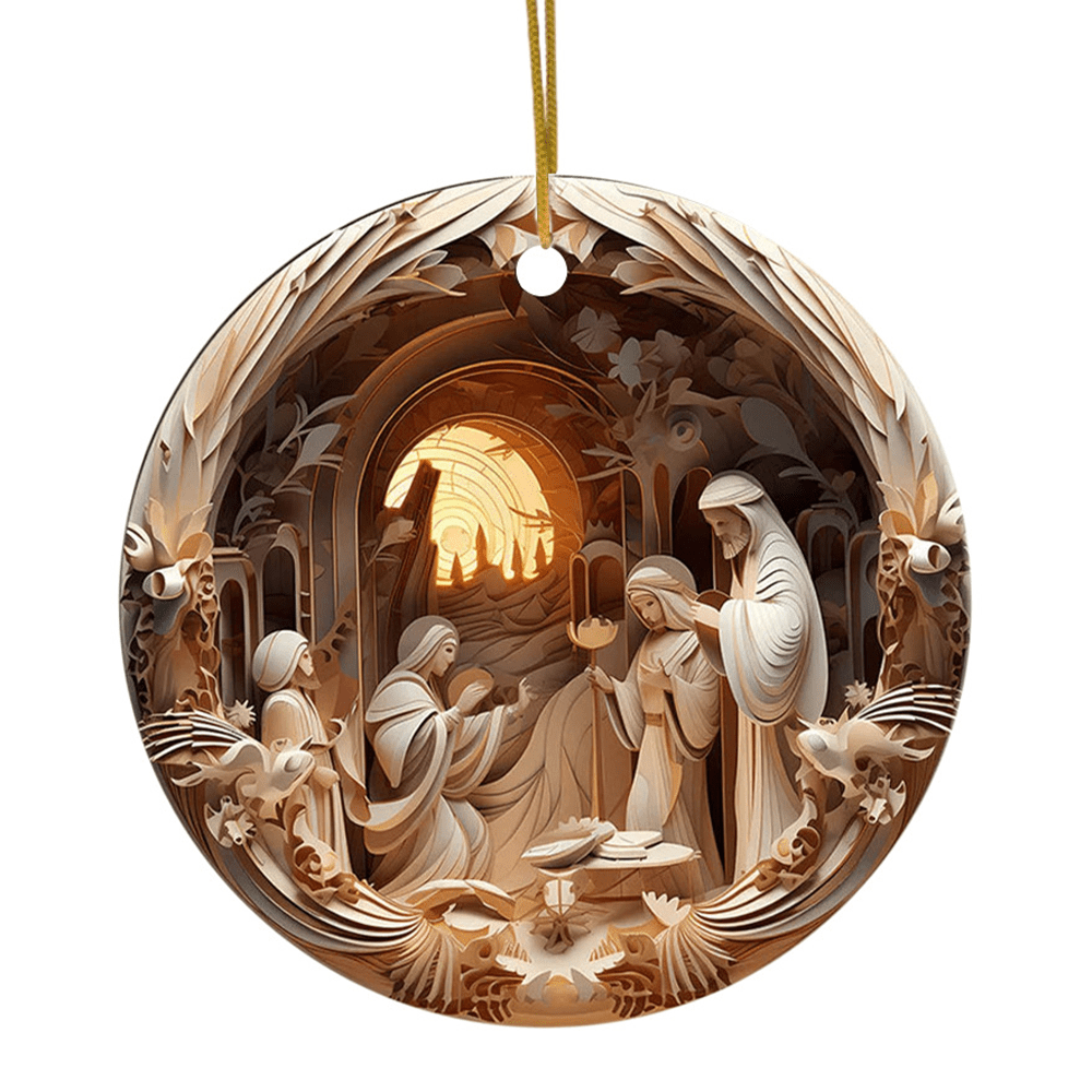 Christianartworkshop Sculptural Style Nativity Christmas Hanging Ornaments C - Ceramics - image 0