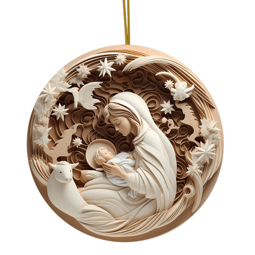 Christianartworkshop Sculptural Style Nativity Christmas Hanging Ornaments D - Ceramics - image 0