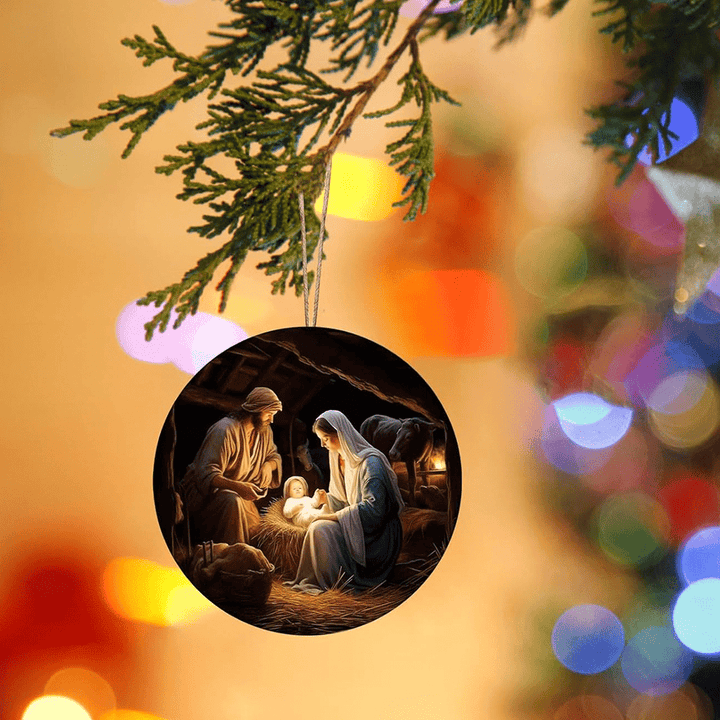 Christian Art Realistic Styles Jesus Born Christmas Hanging Ornaments B