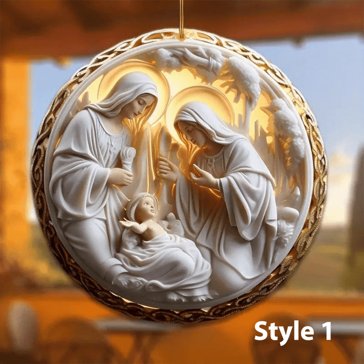 Christianartworkshop 4 Cubism Sculpture Styles Holy Family Nativity Hanging Ornaments