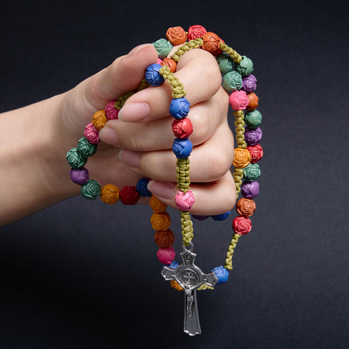 Christian Art Multicolor Prayer Rose Beads Rosary