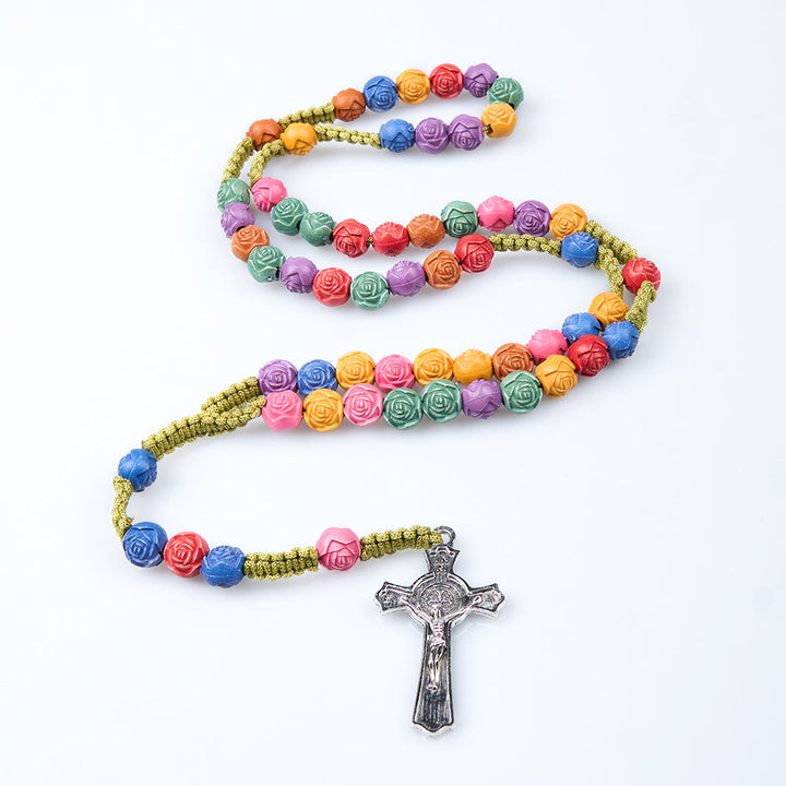 Christian Art Multicolor Prayer Rose Beads Rosary